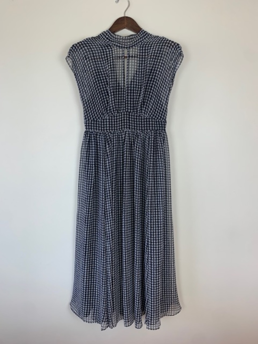 Kate Spade Elegant Chiffon Dress Houndstooth Black & White Women's Size 4